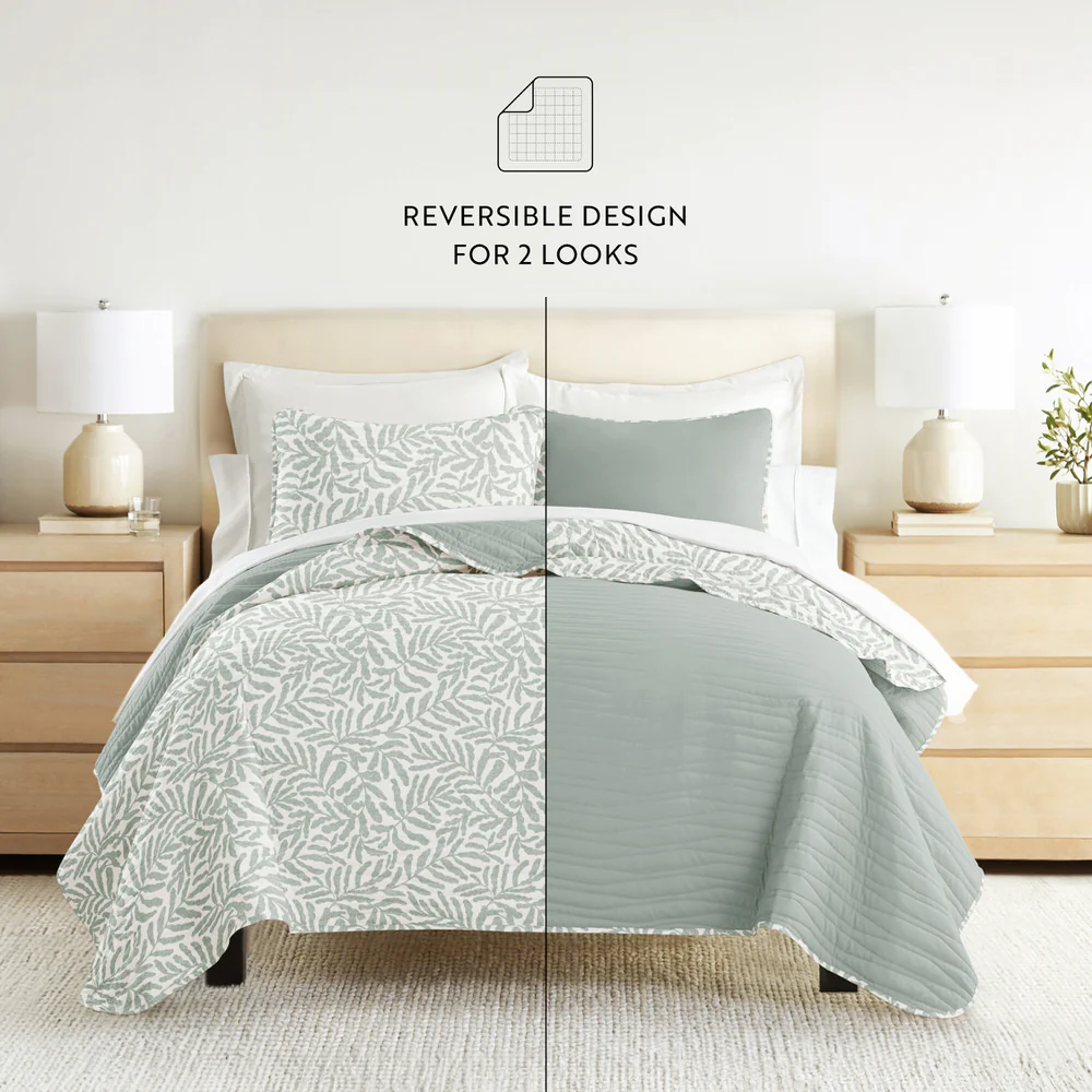 Tossed Ferns Reversible Quilted Coverlet Set - Image 15