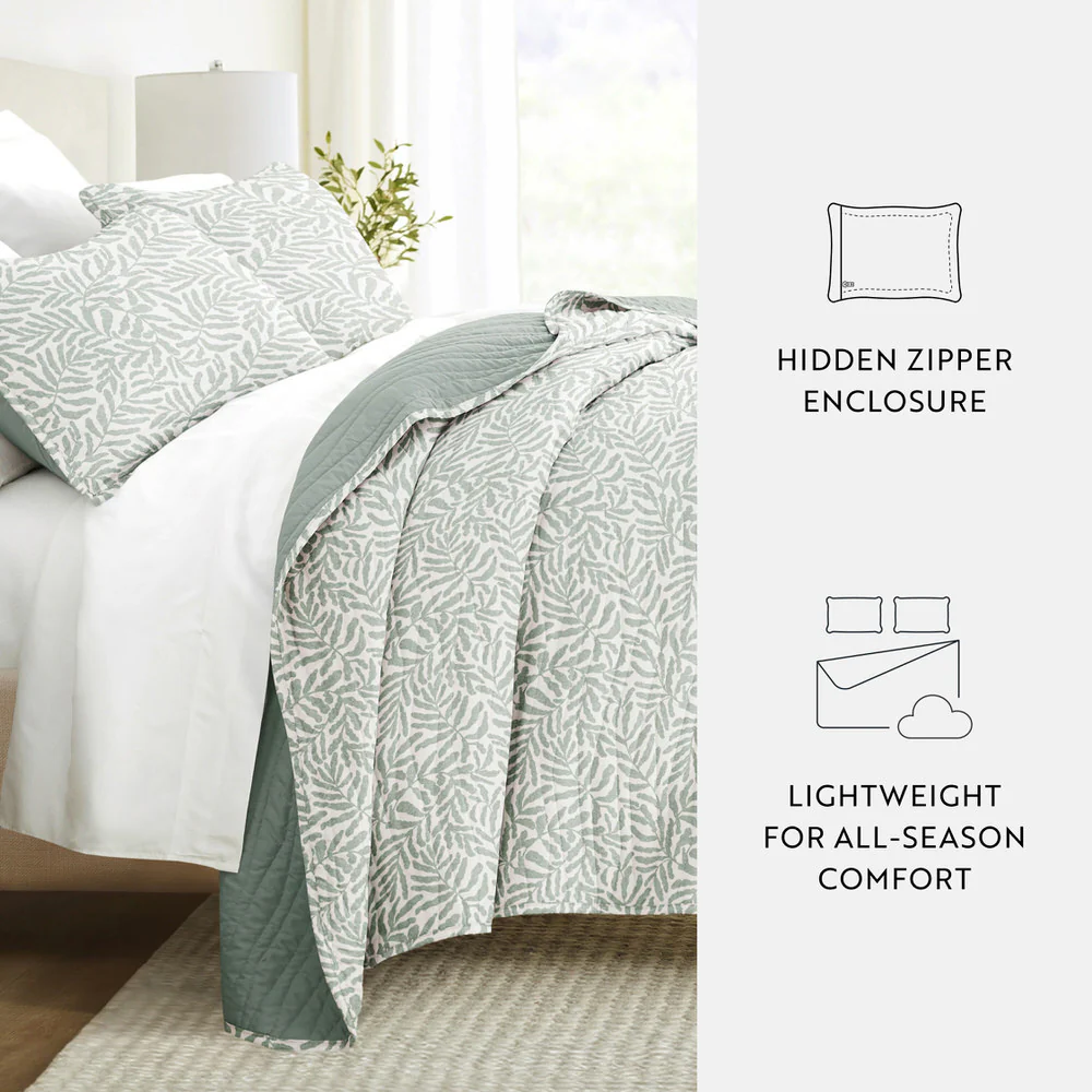 Tossed Ferns Reversible Quilted Coverlet Set - Image 17