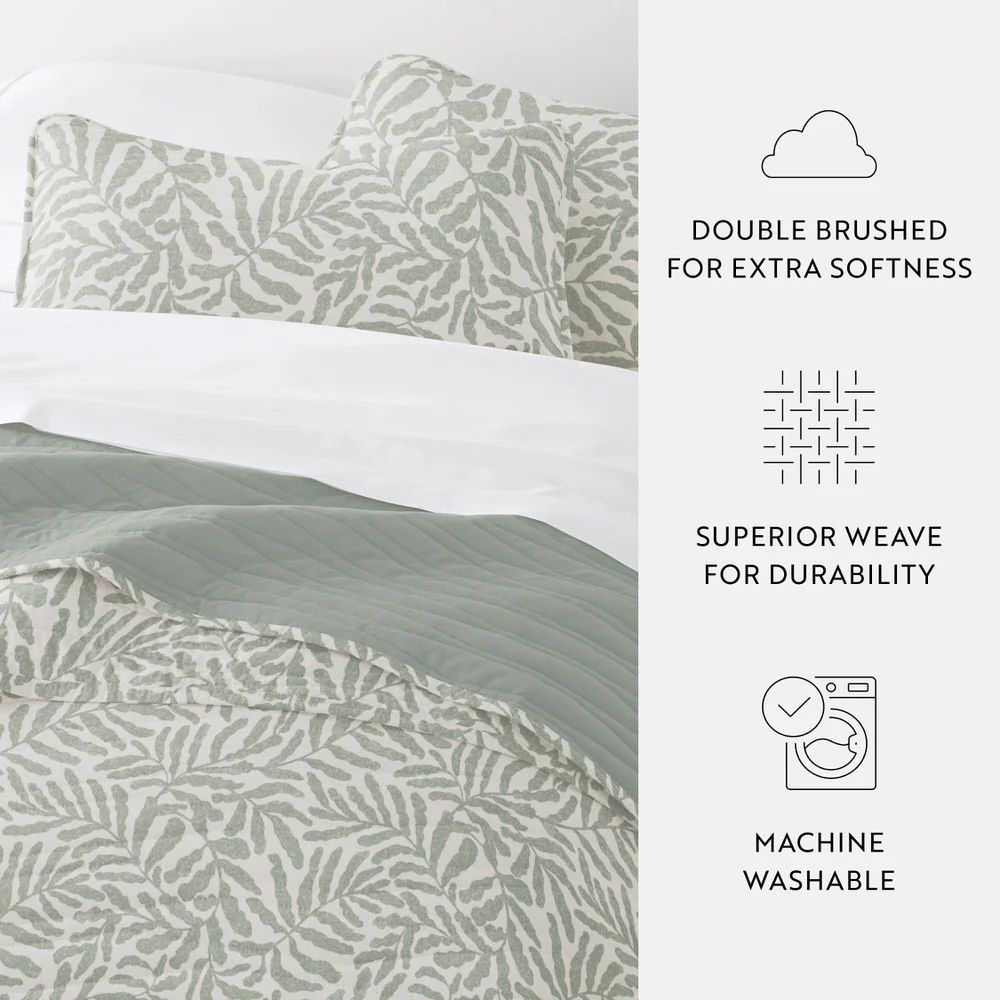 Tossed Ferns Reversible Quilted Coverlet Set - Image 19