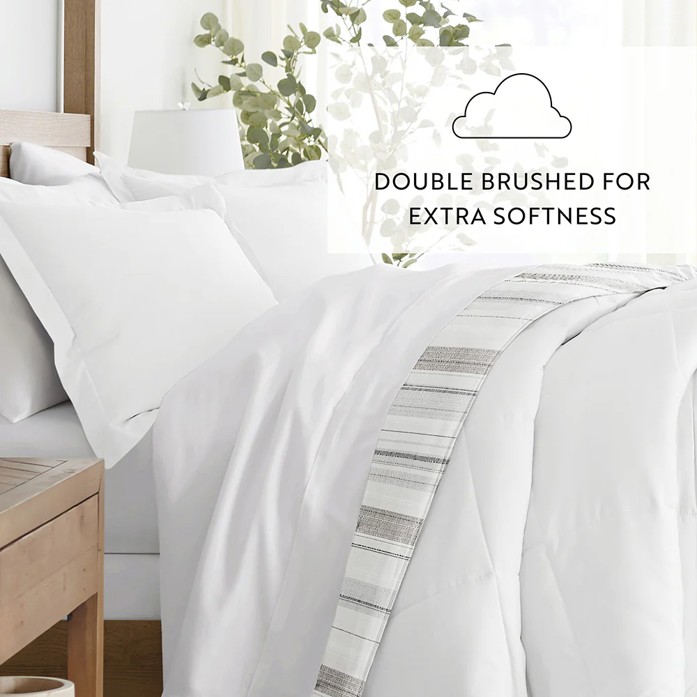 Vertical Stripe Reversible Down-Alternative Comforter Set - Image 8