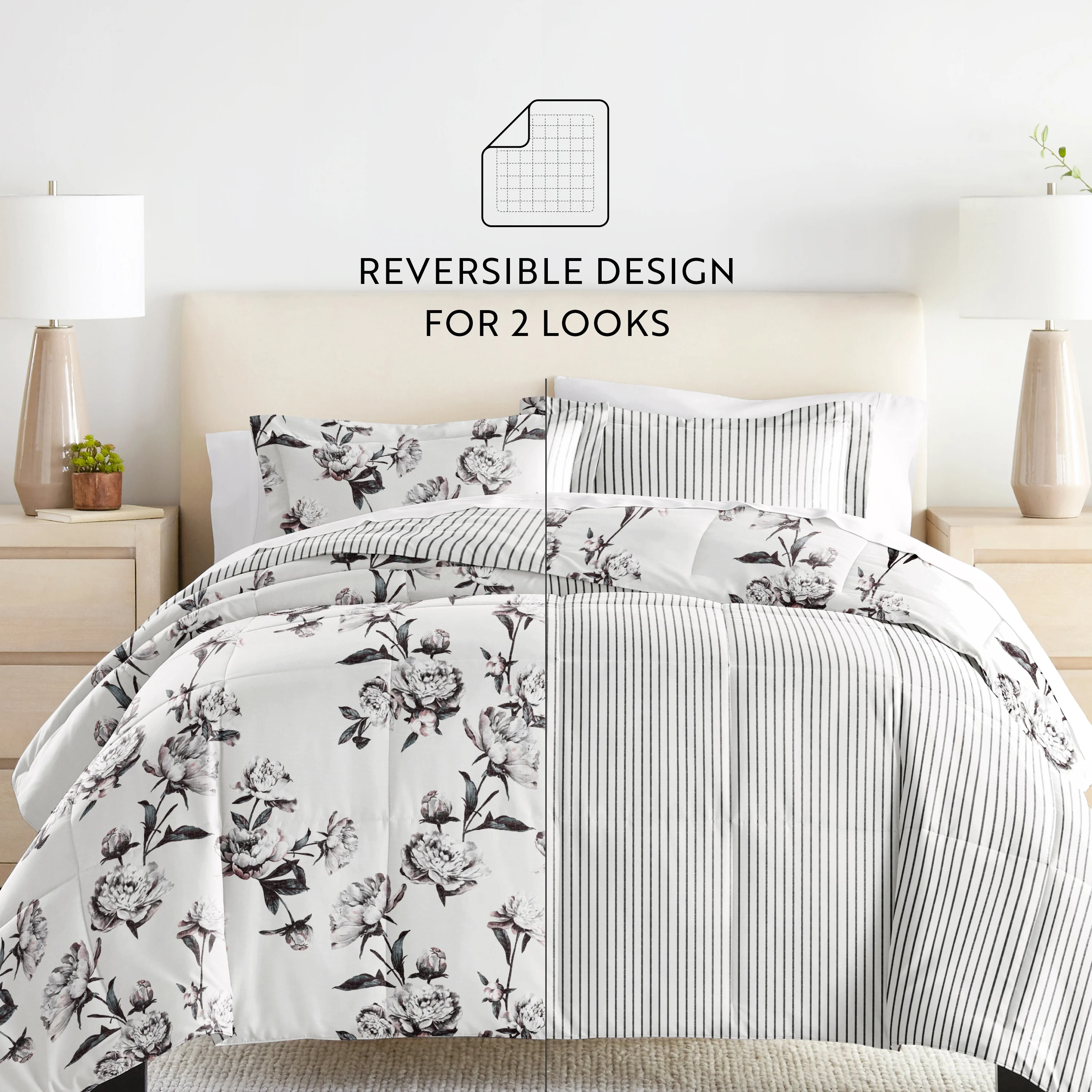 Vintage Magnolia Reversible Down-Alternative Comforter Set - Image 12