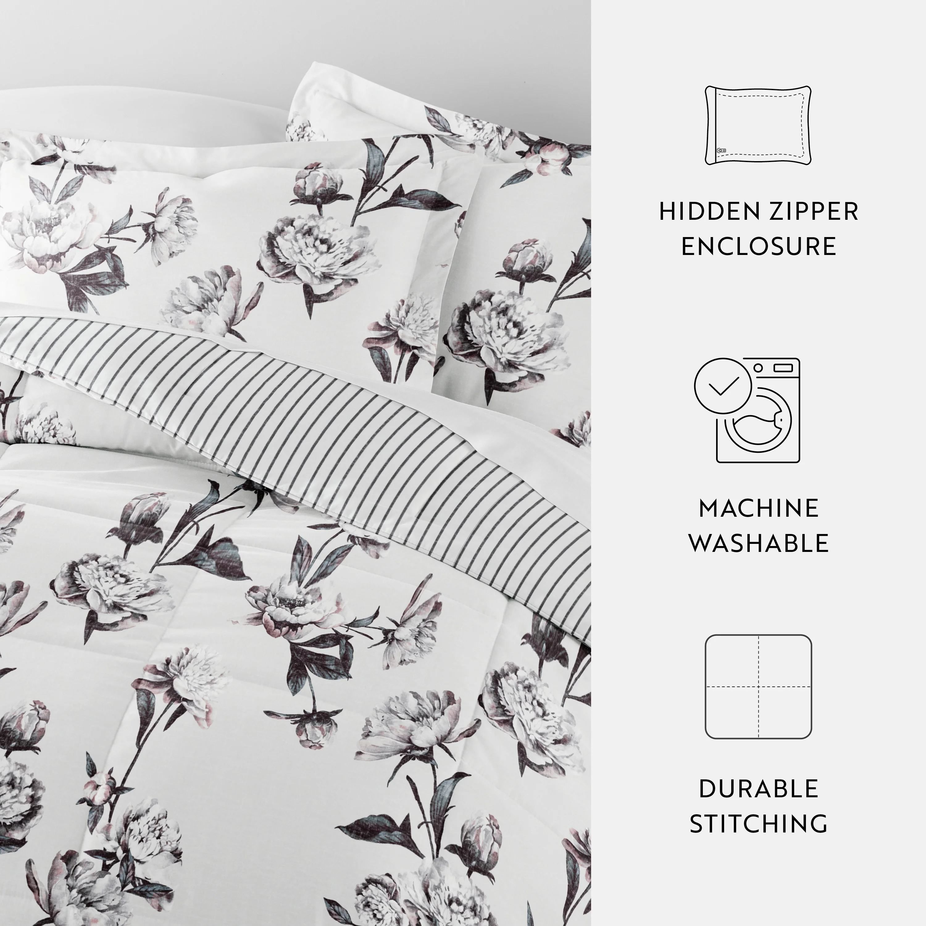 Vintage Magnolia Reversible Down-Alternative Comforter Set - Image 13