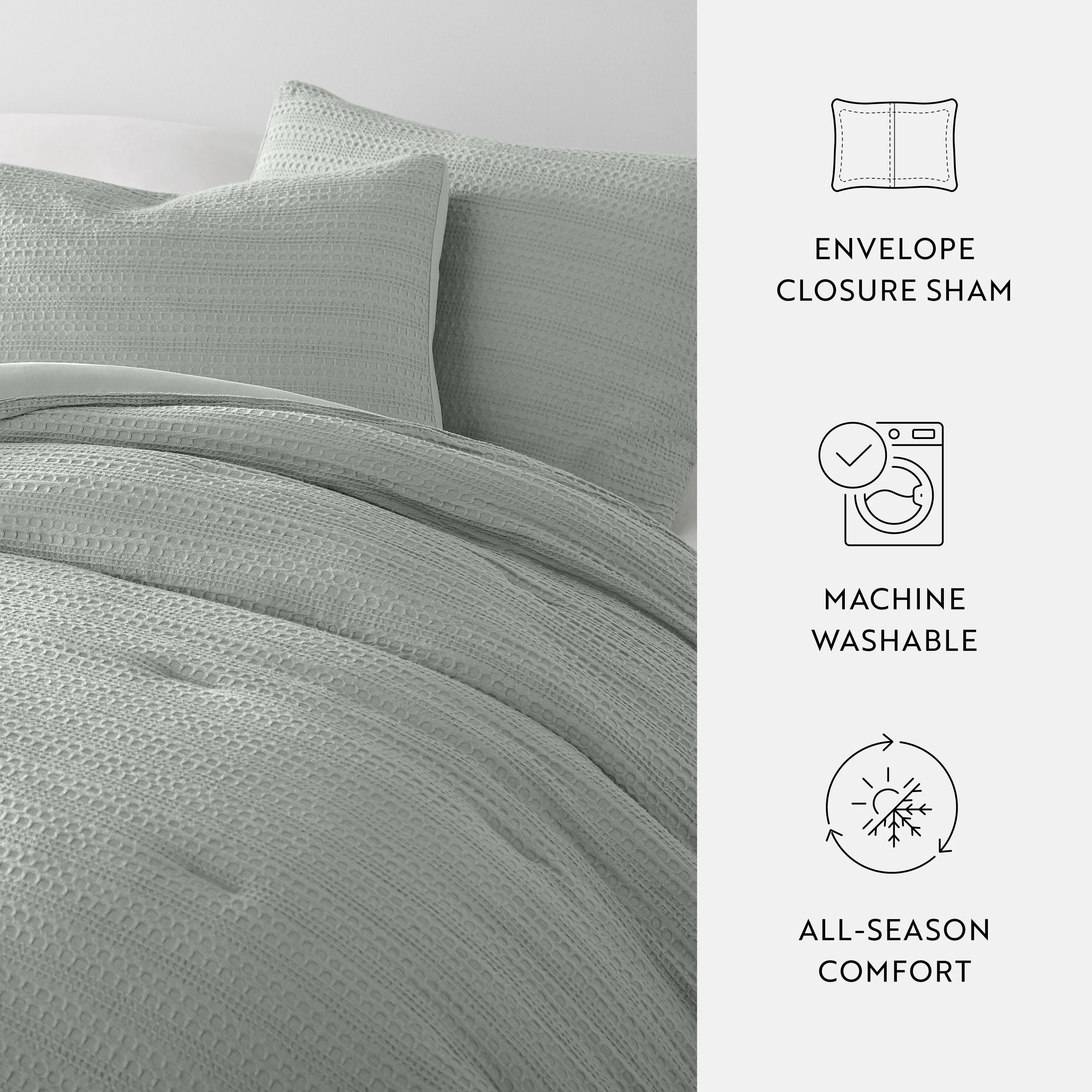 Waffle Textured Down-Alternative Comforter Set - Sale - Image 52