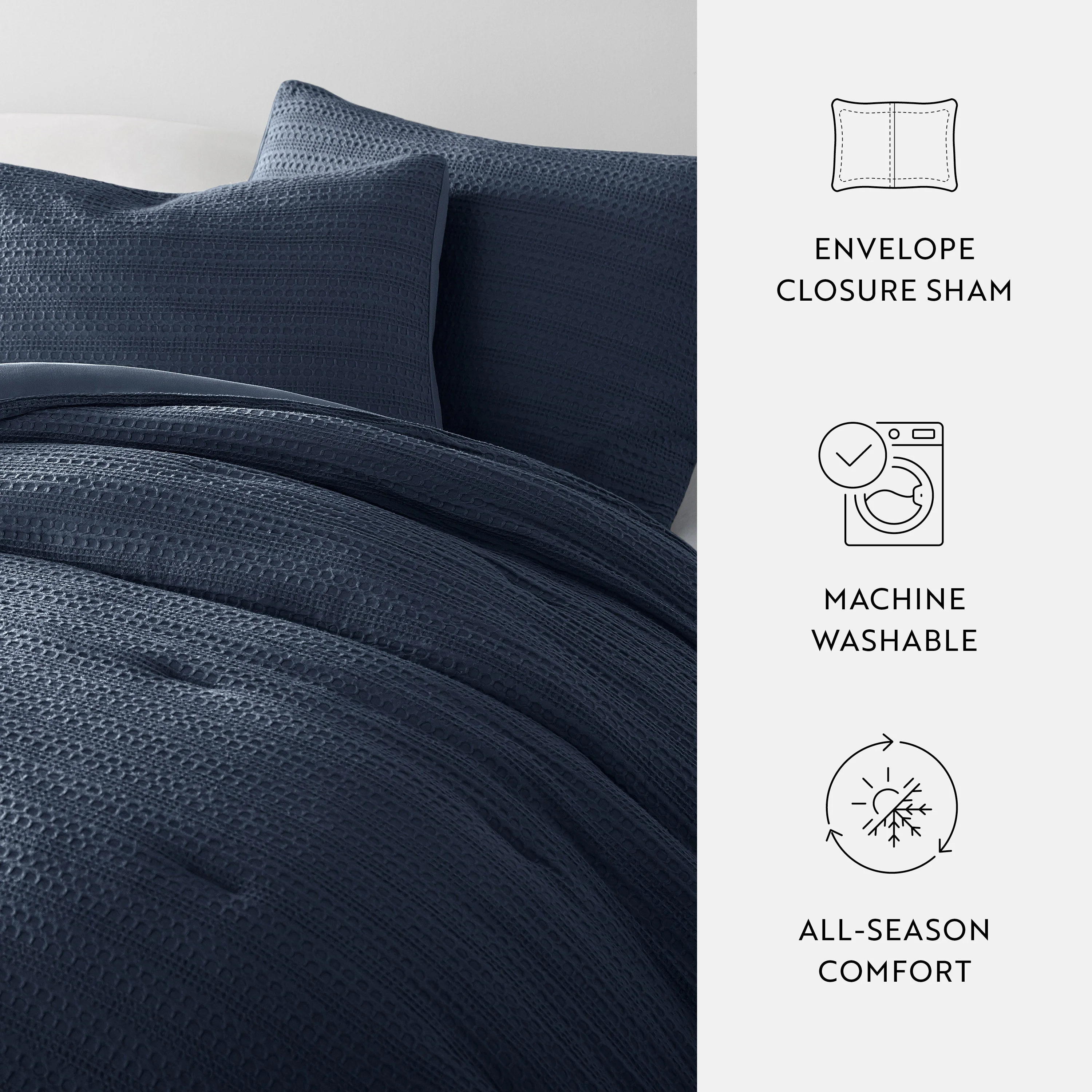 Waffle Textured Down-Alternative Comforter Set - Sale - Image 55