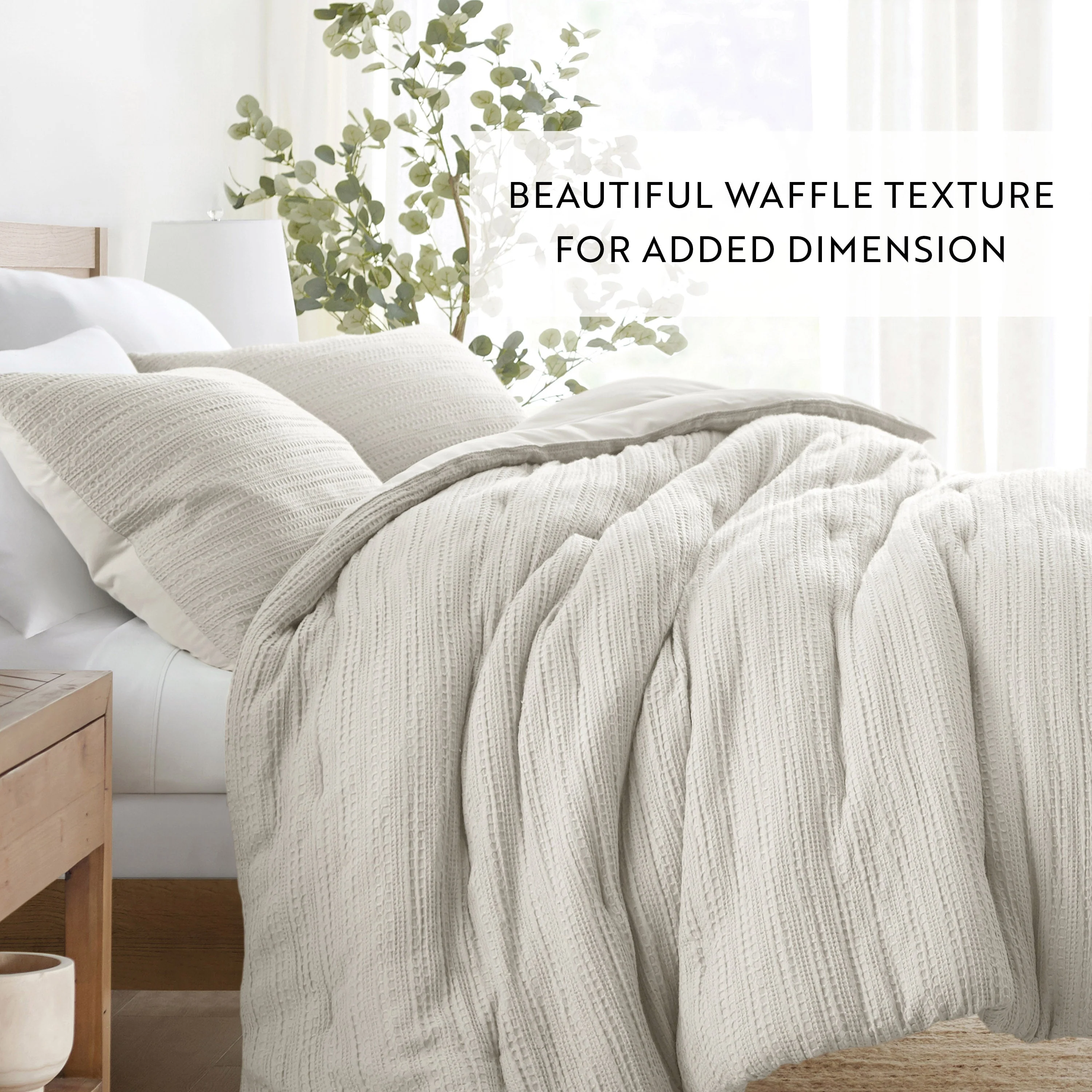 Waffle Textured Down-Alternative Comforter Set - Sale - Image 60