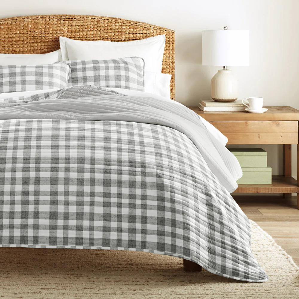 Watercolor Plaid Reversible Quilted Coverlet Set - Image 3