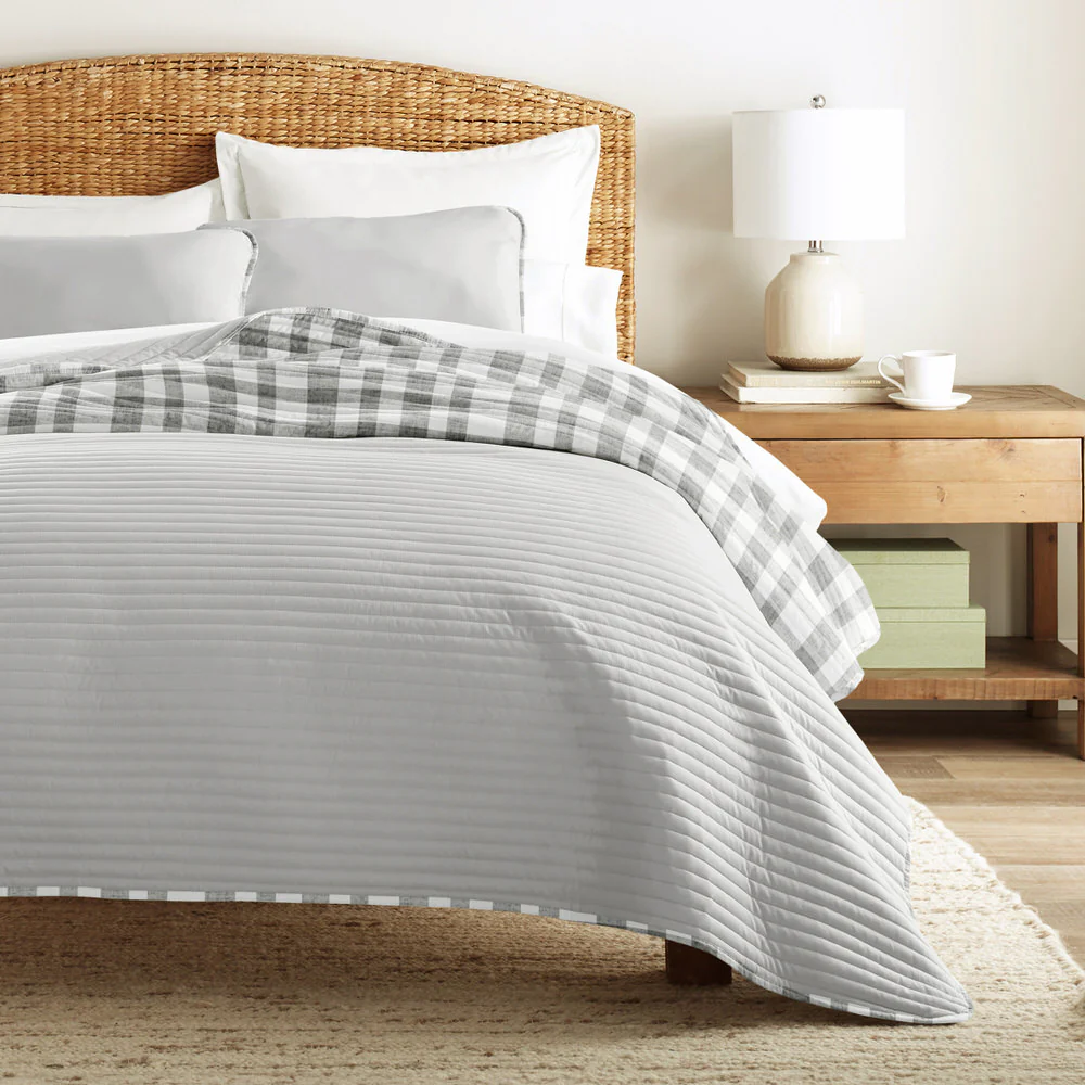 Watercolor Plaid Reversible Quilted Coverlet Set - Image 4
