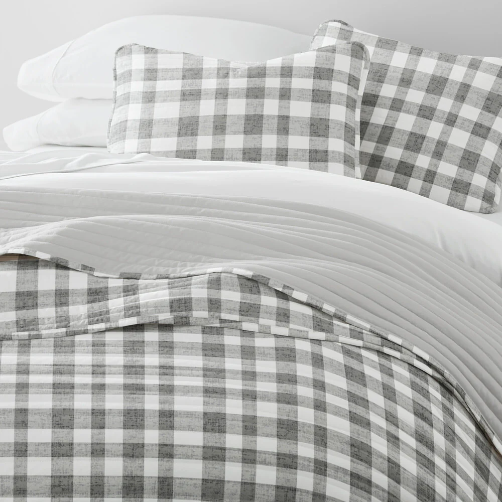 Watercolor Plaid Reversible Quilted Coverlet Set - Image 5