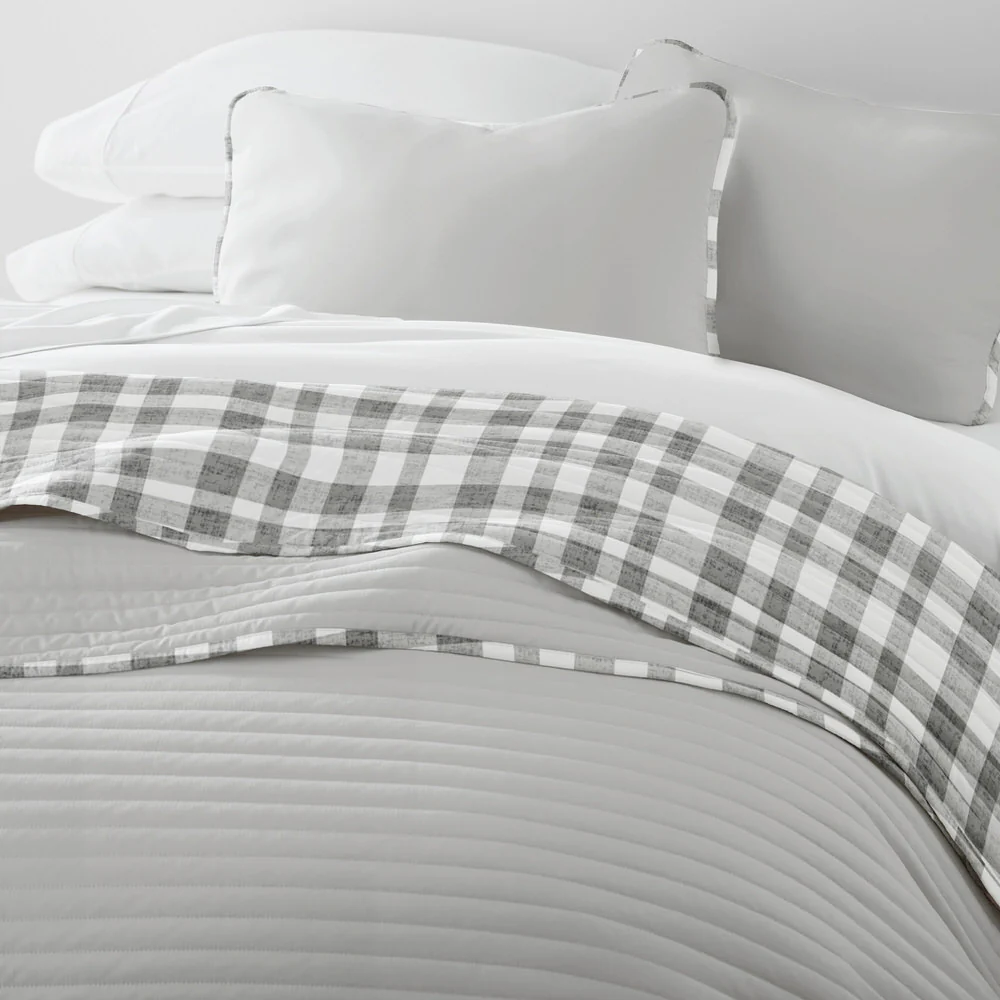 Watercolor Plaid Reversible Quilted Coverlet Set - Image 6
