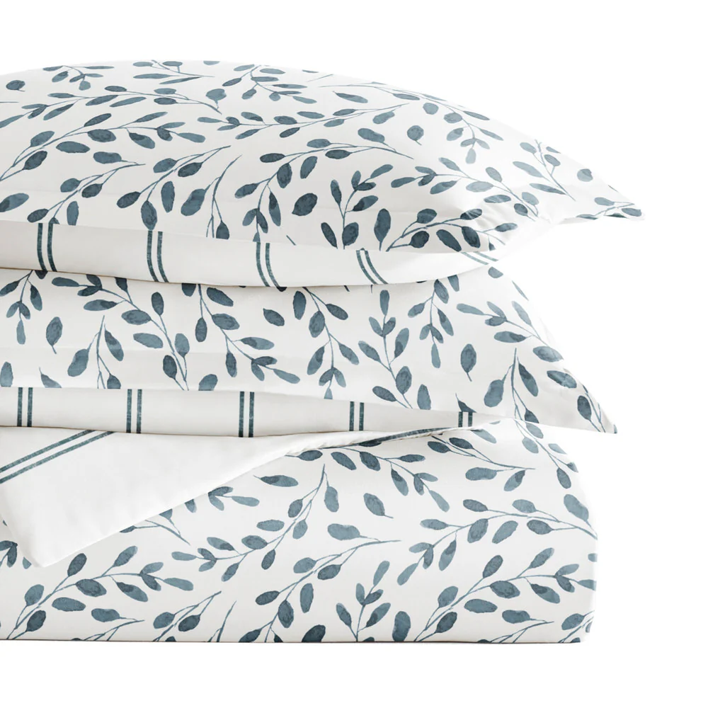 Watercolor Vines Pattern 3-Piece Reversible Duvet Cover Set - Image 11