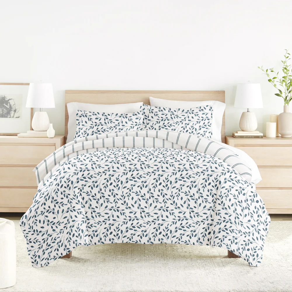 Watercolor Vines Pattern 3-Piece Reversible Duvet Cover Set - Image 5