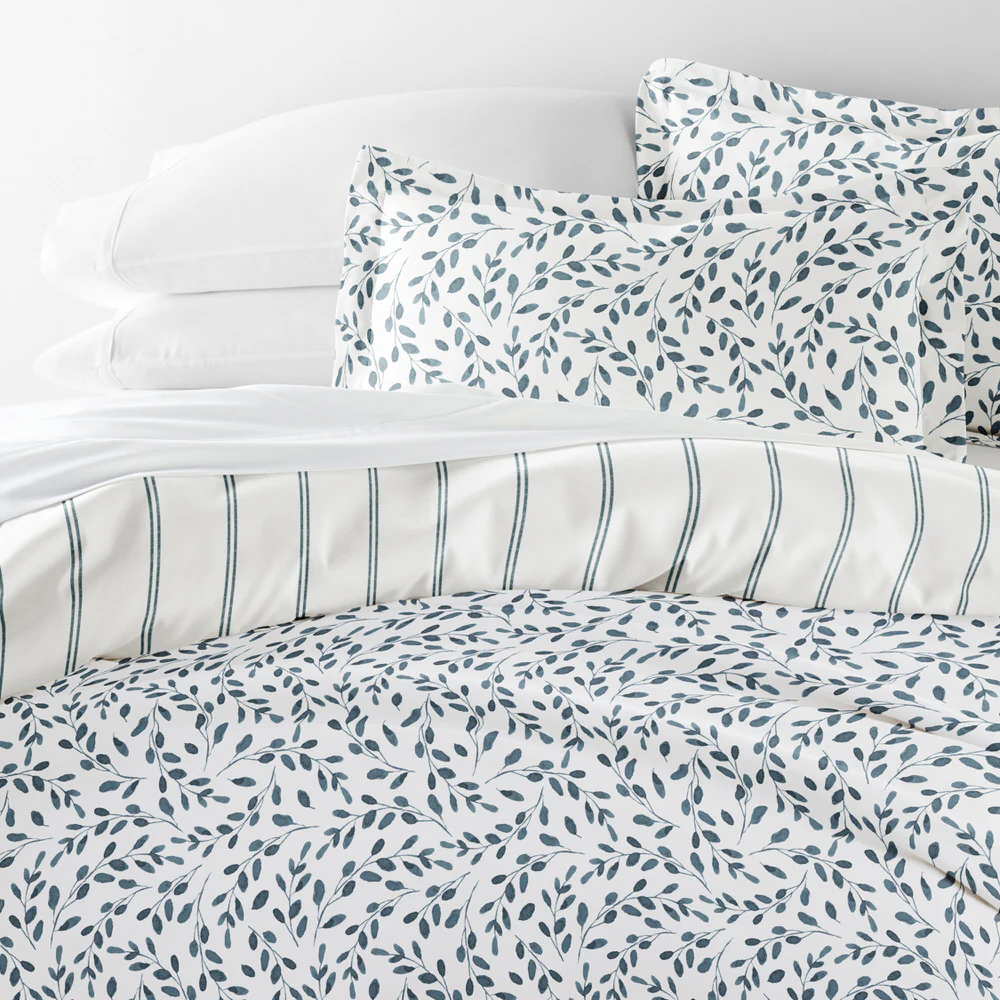 Watercolor Vines Pattern 3-Piece Reversible Duvet Cover Set - Image 9